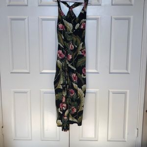 Sexy maxi asymmetrical flower print dress